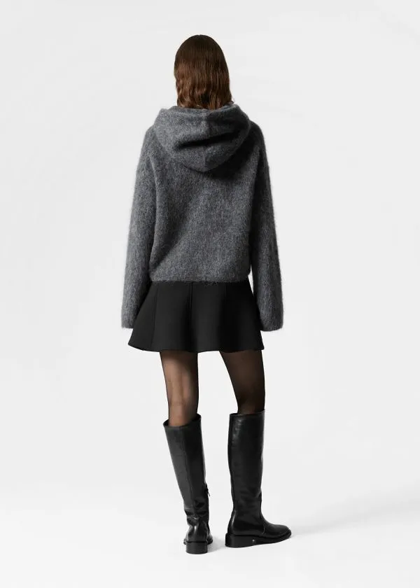 and Other Stories Knitted MohairBlend Hoodie Charcoal Women Knitwear