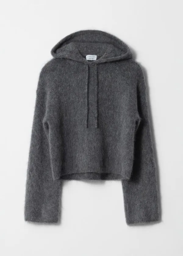 and Other Stories Knitted MohairBlend Hoodie Charcoal Women Knitwear
