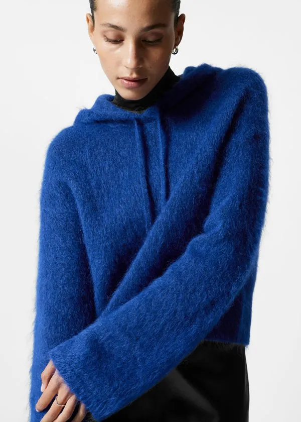 and Other Stories Knitted MohairBlend Hoodie Cobalt Women Knitwear