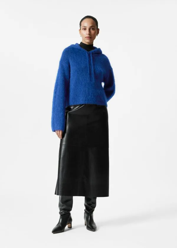 and Other Stories Knitted MohairBlend Hoodie Cobalt Women Knitwear