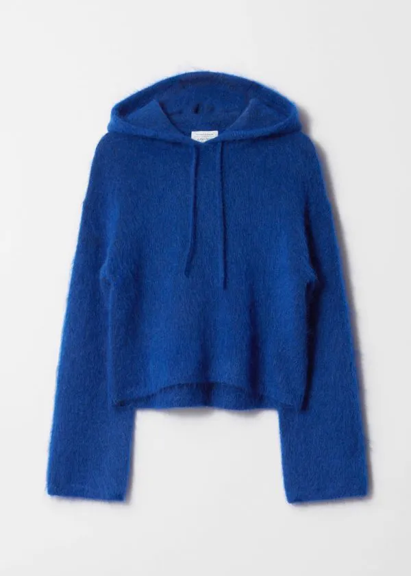 and Other Stories Knitted MohairBlend Hoodie Cobalt Women Knitwear