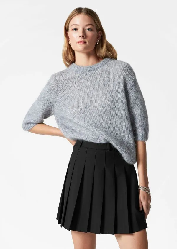 and Other Stories Knitted MohairBlend TShirt Grey Women Knitwear