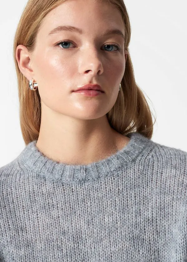 and Other Stories Knitted MohairBlend TShirt Grey Women Knitwear