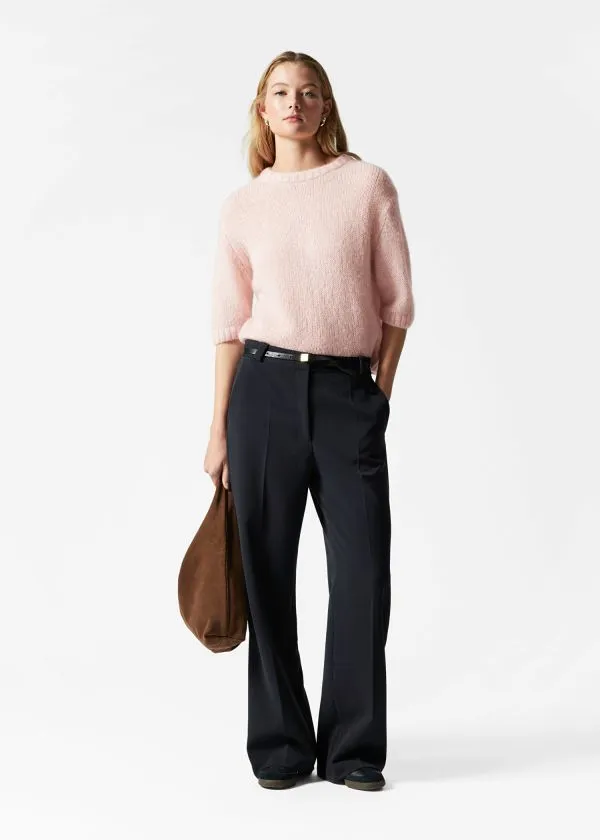and Other Stories Knitted MohairBlend TShirt Light Pink Women Knitwear