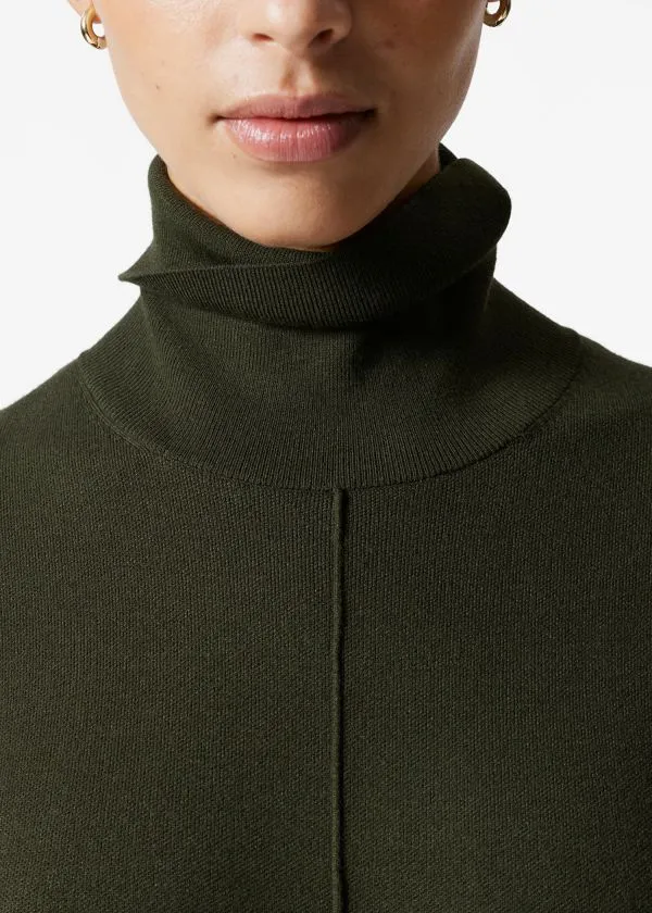 and Other Stories Knitted RollNeck Midi Dress Dark Green Women Dresses