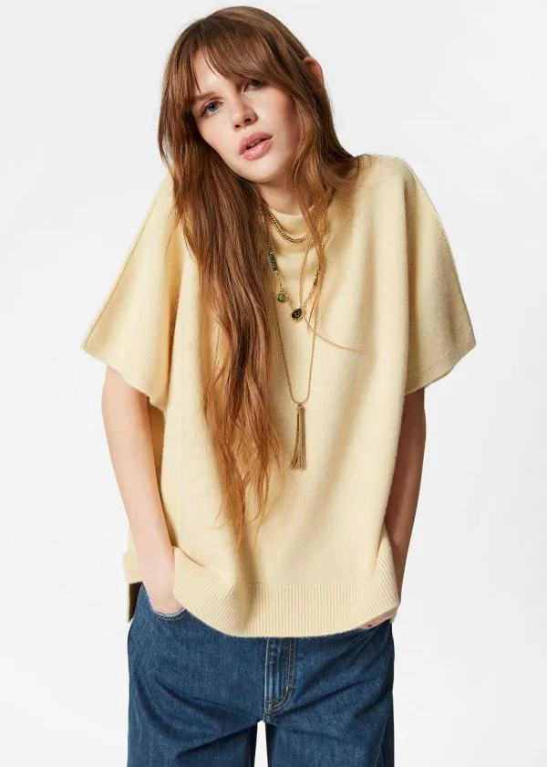 and Other Stories Knitted Wool BatwingSleeve Top Yellow Women Knitwear