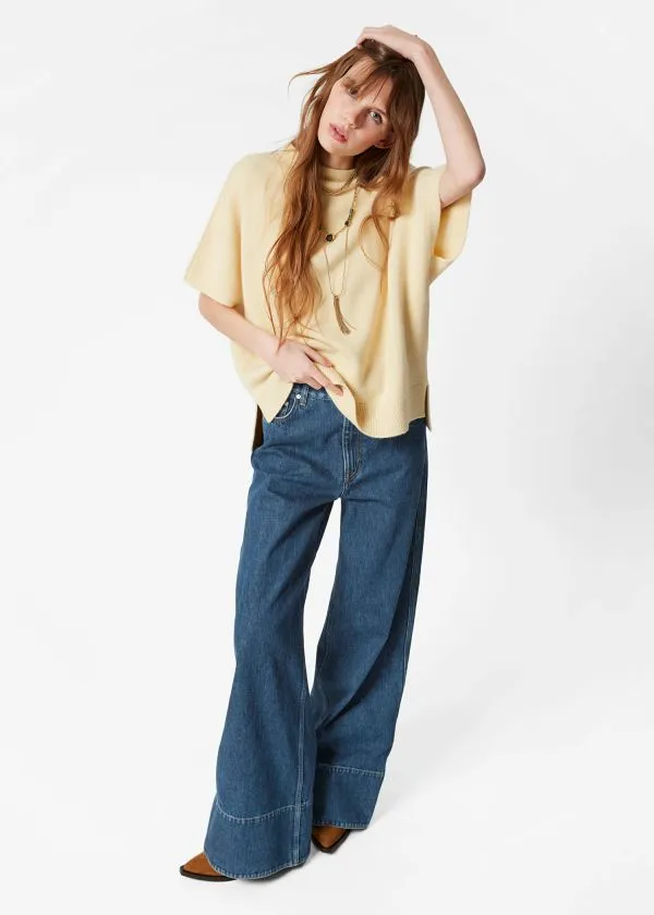 and Other Stories Knitted Wool BatwingSleeve Top Yellow Women Knitwear