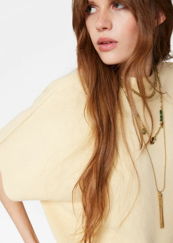 and Other Stories Knitted Wool BatwingSleeve Top Yellow Women Knitwear
