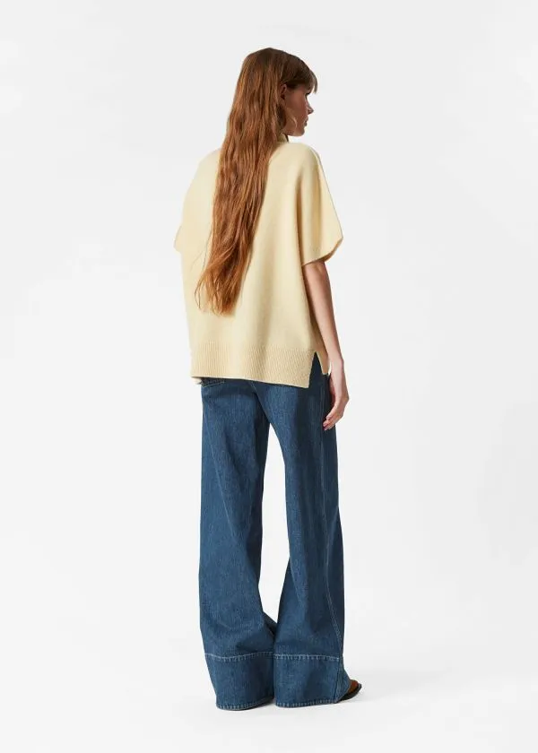 and Other Stories Knitted Wool BatwingSleeve Top Yellow Women Knitwear