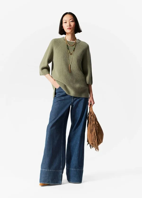 and Other Stories Knitted Wool Top Green Women Knitwear