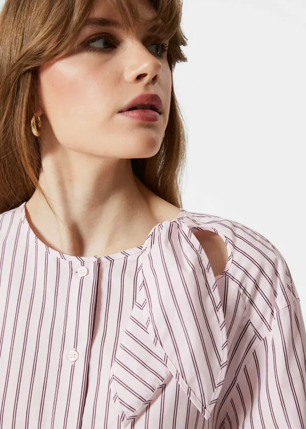 and Other Stories KnotDetail Shirt Beige Pinstripe Women Blouses and Shirts