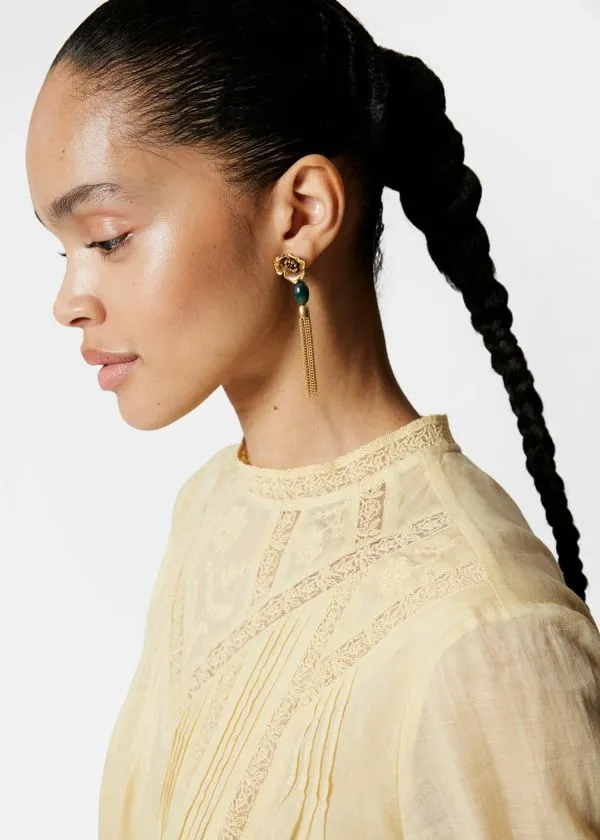 and Other Stories Lace Ramie Maxi Dress Yellow Women Dresses