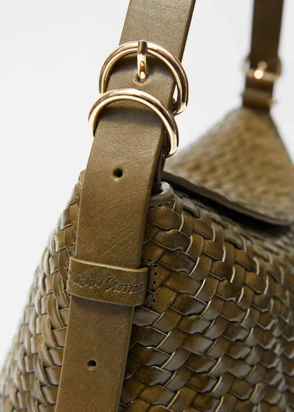 and Other Stories Large Braided Shoulder Bag Khaki Green Women Shoulder Bags
