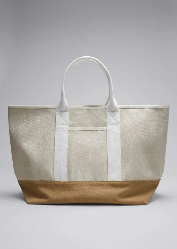 and Other Stories Large Canvas Tote Beige Women Tote Bags