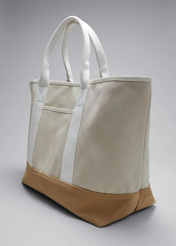 and Other Stories Large Canvas Tote Beige Women Tote Bags