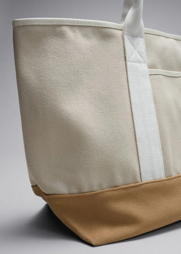 and Other Stories Large Canvas Tote Beige Women Tote Bags