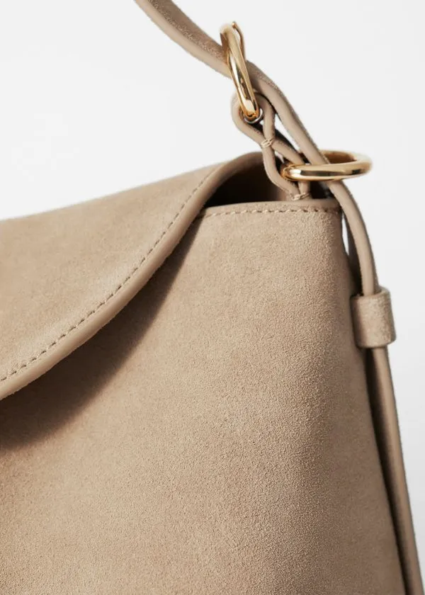 and Other Stories Large Leather Shoulder Bag Beige Suede Women Shoulder Bags