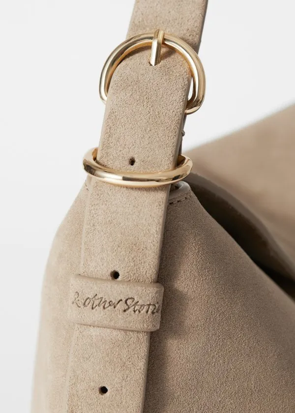 and Other Stories Large Leather Shoulder Bag Beige Suede Women Shoulder Bags