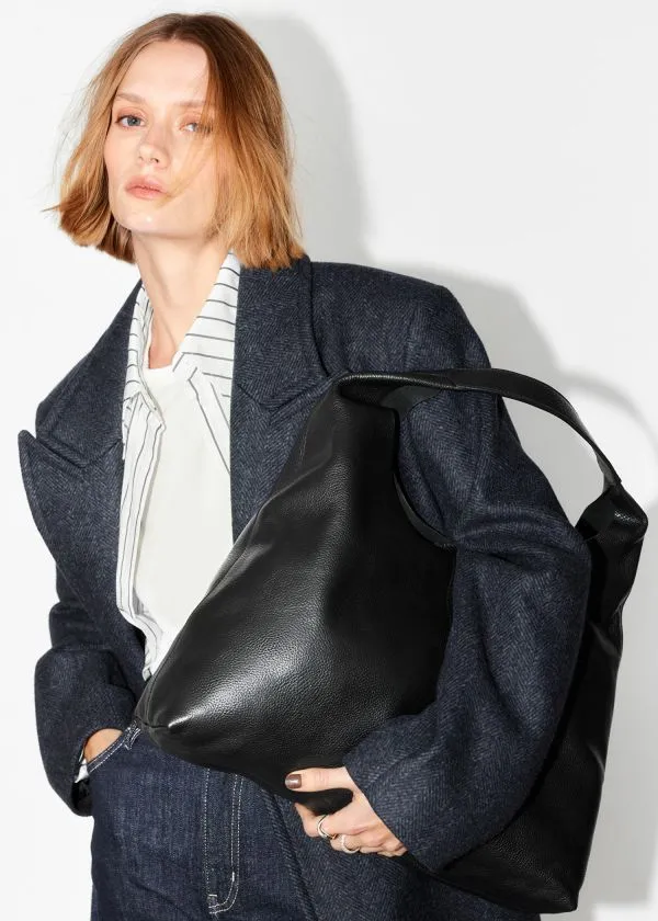 and Other Stories Large Leather Tote Bag Black Women Tote Bags