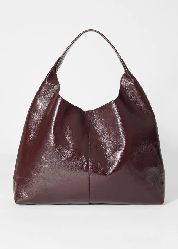and Other Stories Large PatentLeather Tote Bag Burgundy Women Tote Bags