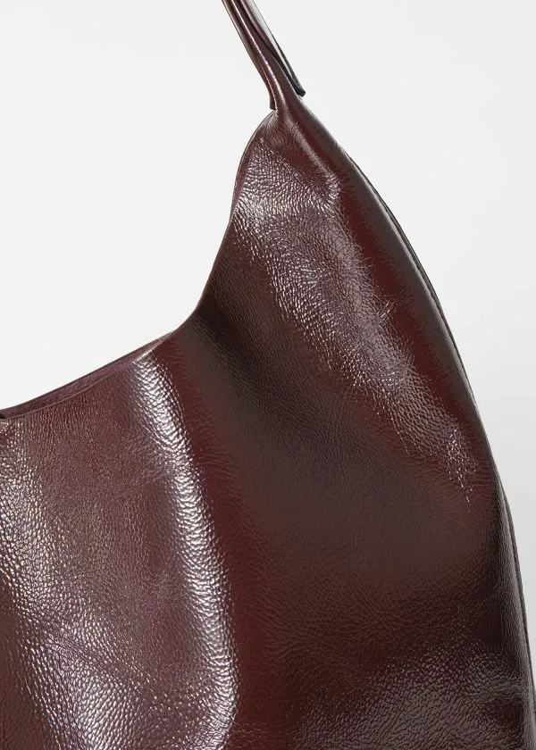 and Other Stories Large PatentLeather Tote Bag Burgundy Women Tote Bags