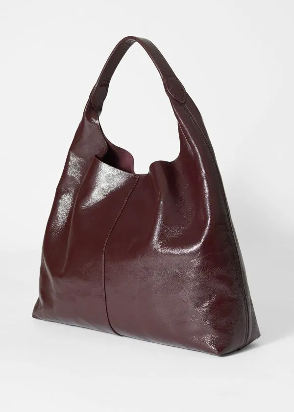 and Other Stories Large PatentLeather Tote Bag Burgundy Women Tote Bags