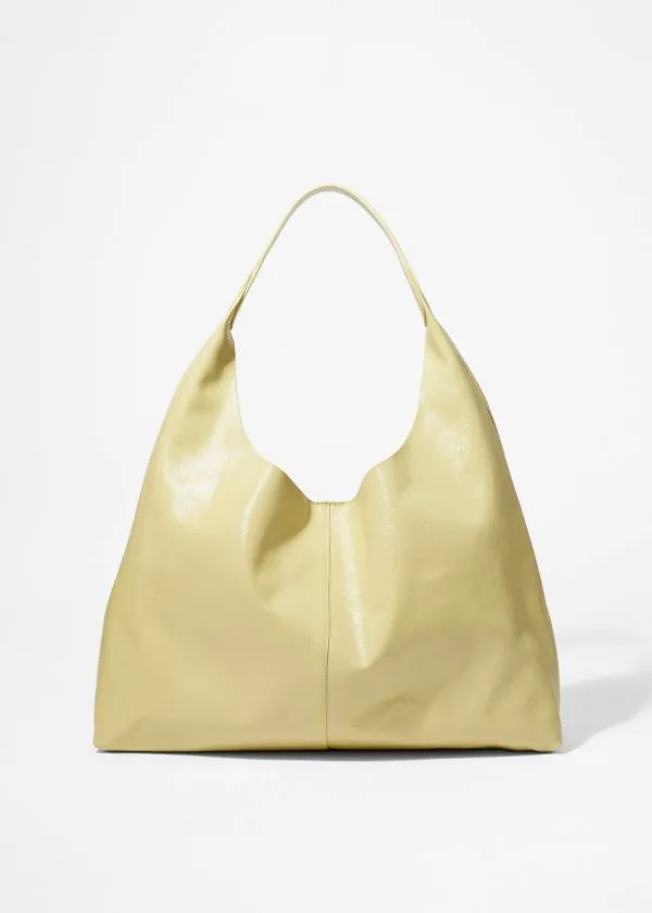 and Other Stories Large PatentLeather Tote Bag Yellow Women Tote Bags