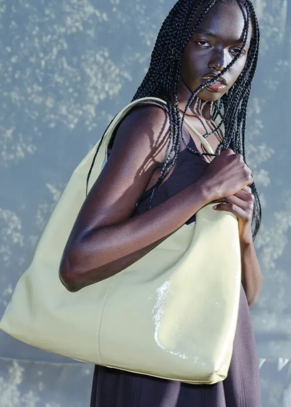 and Other Stories Large PatentLeather Tote Bag Yellow Women Tote Bags