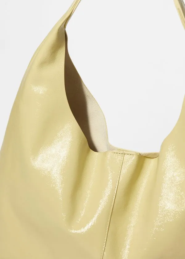 and Other Stories Large PatentLeather Tote Bag Yellow Women Tote Bags
