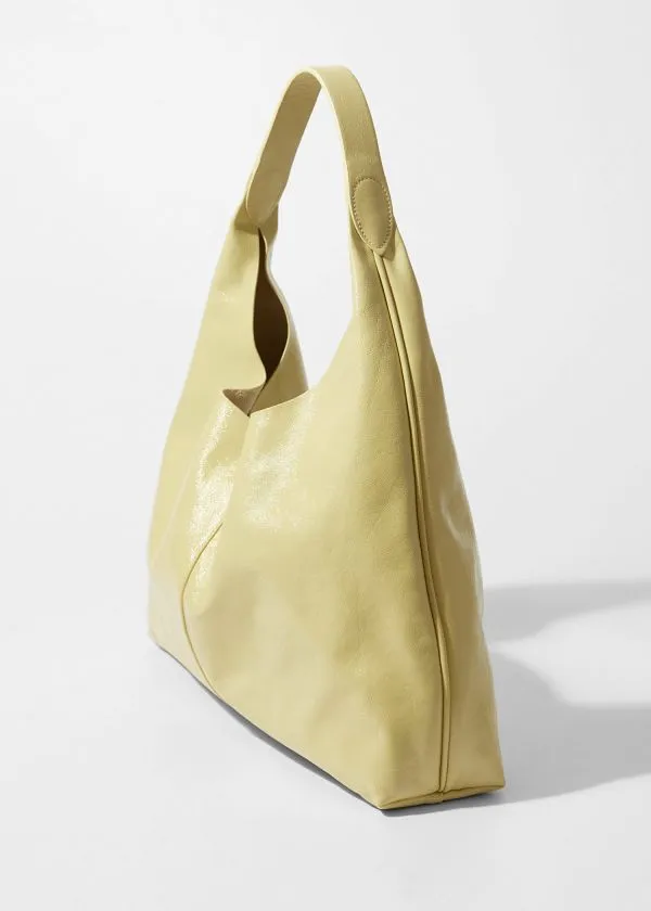 and Other Stories Large PatentLeather Tote Bag Yellow Women Tote Bags