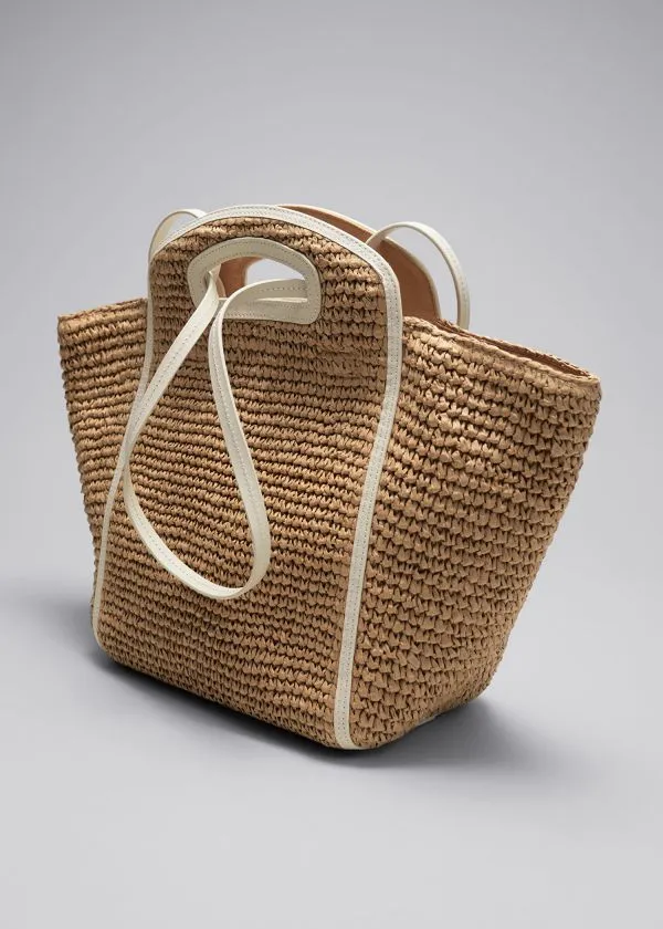 and Other Stories Large Straw Tote Beige Women Tote Bags