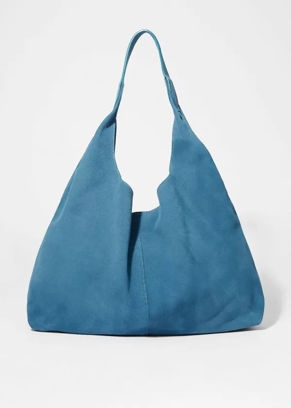 and Other Stories Large Suede Tote Bag Blue Suede Women Tote Bags