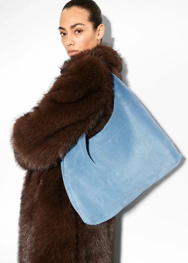 and Other Stories Large Suede Tote Bag Blue Suede Women Tote Bags