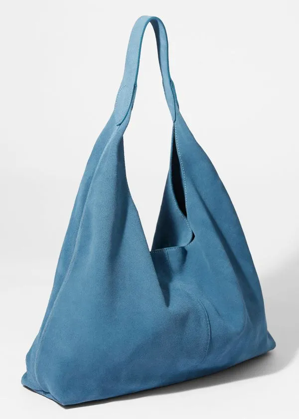 and Other Stories Large Suede Tote Bag Blue Suede Women Tote Bags
