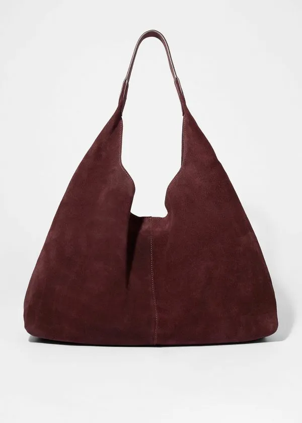 and Other Stories Large Suede Tote Bag Burgundy Suede Women Tote Bags