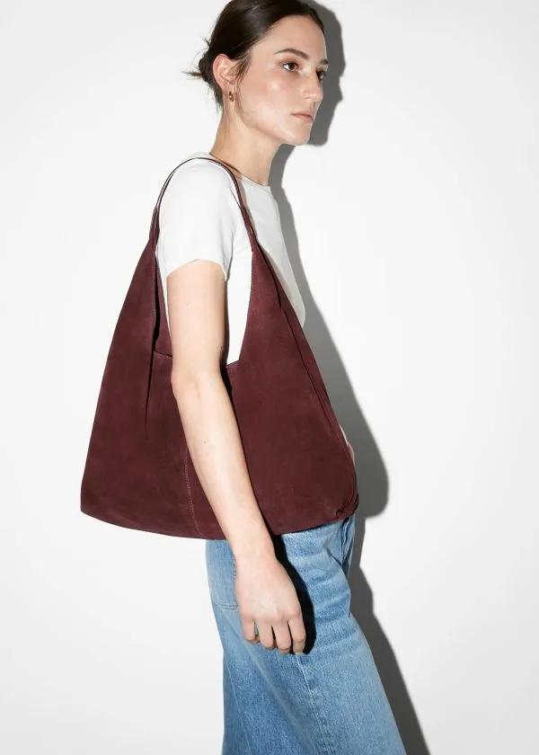 and Other Stories Large Suede Tote Bag Burgundy Suede Women Tote Bags