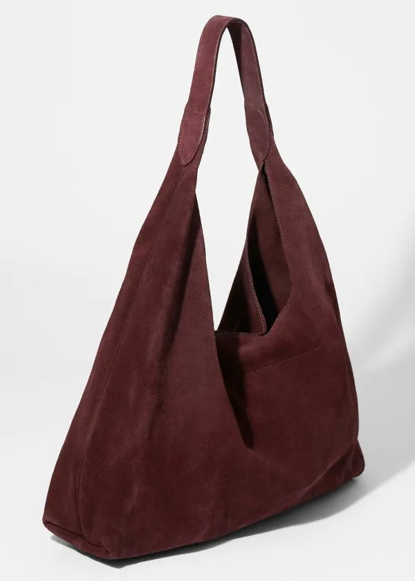 and Other Stories Large Suede Tote Bag Burgundy Suede Women Tote Bags