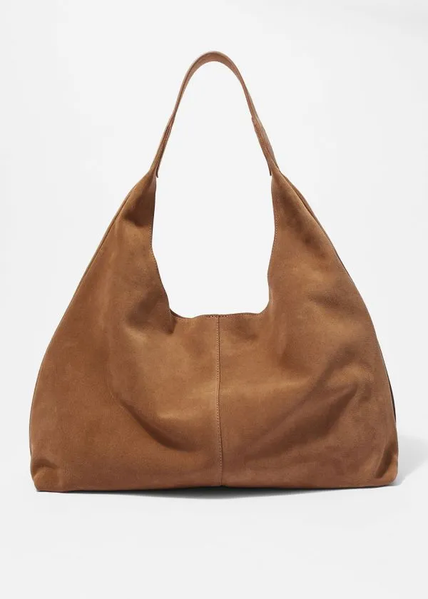 and Other Stories Large Suede Tote Bag Cognac Women Tote Bags