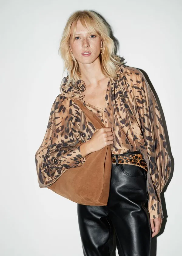 and Other Stories Large Suede Tote Bag Cognac Women Tote Bags