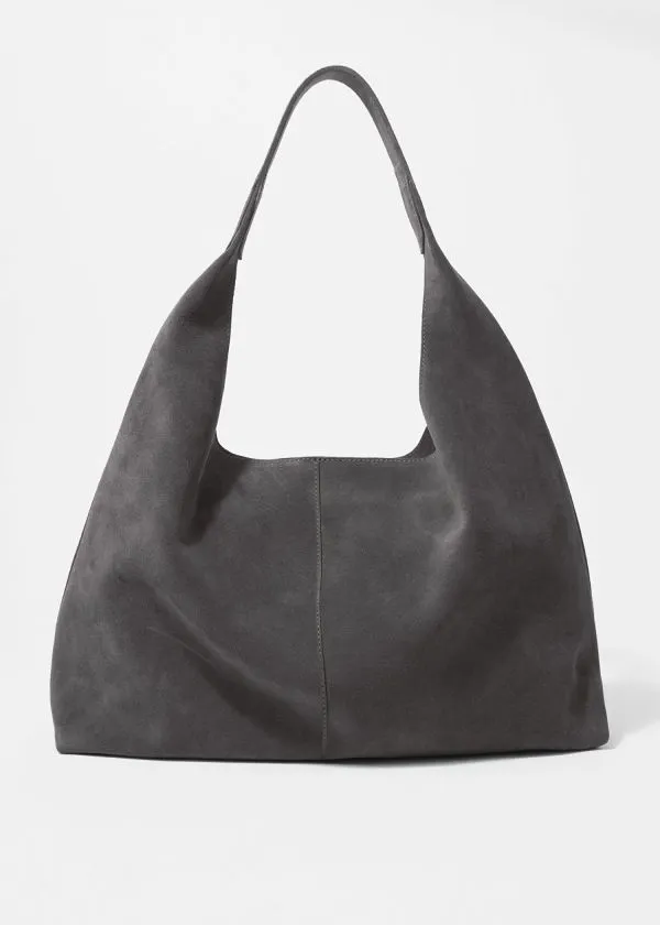 and Other Stories Large Suede Tote Bag Dark Grey Women Tote Bags
