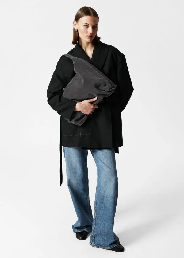 and Other Stories Large Suede Tote Bag Dark Grey Women Tote Bags