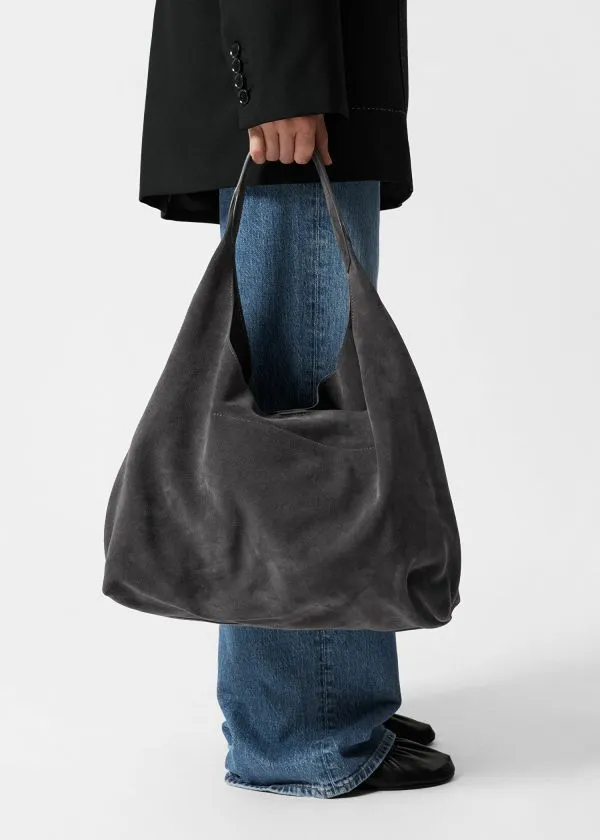 and Other Stories Large Suede Tote Bag Dark Grey Women Tote Bags