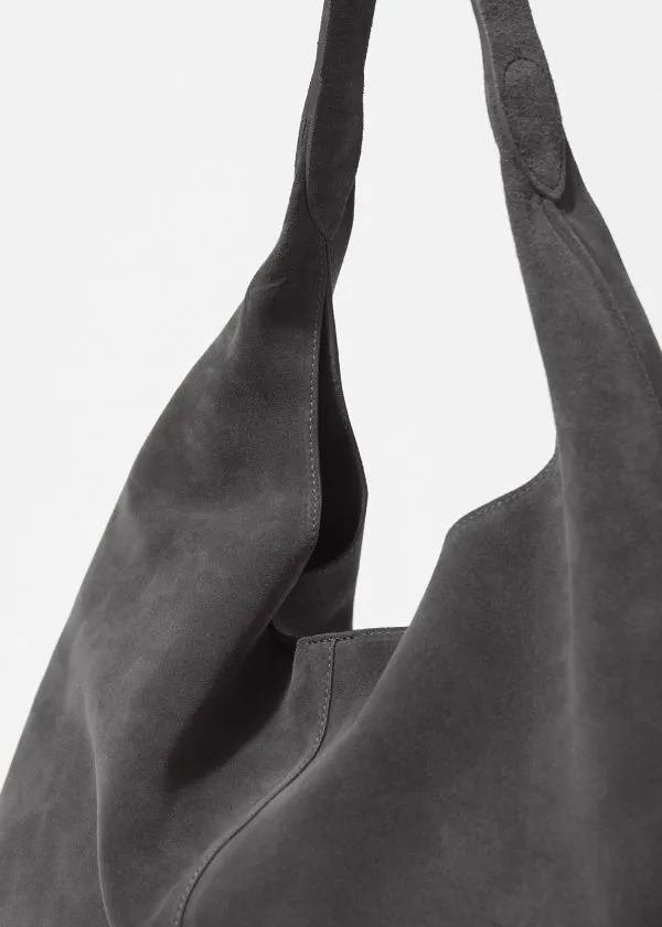and Other Stories Large Suede Tote Bag Dark Grey Women Tote Bags