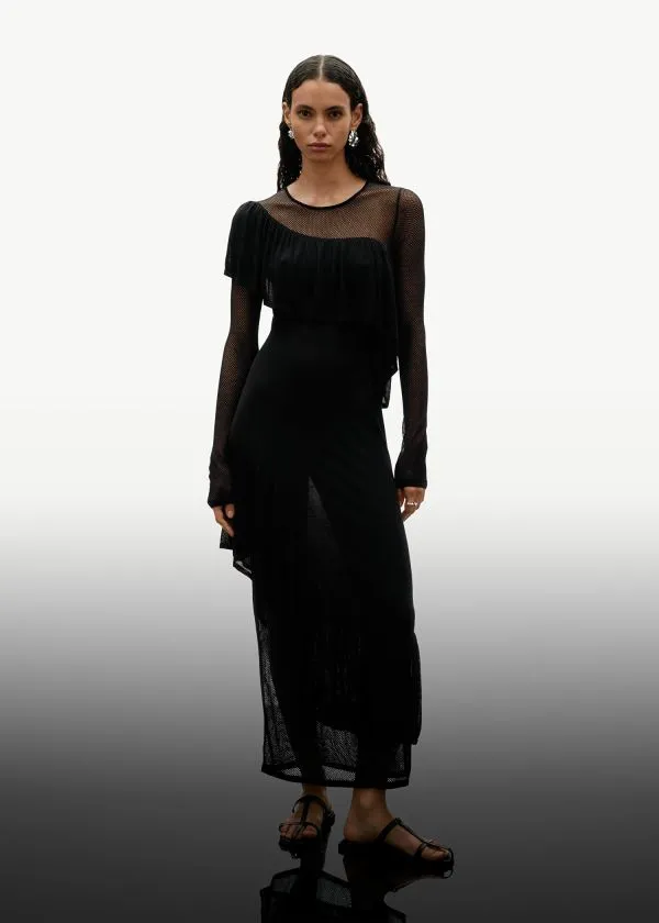 and Other Stories Layered Knit Midi Dress Black Women Dresses