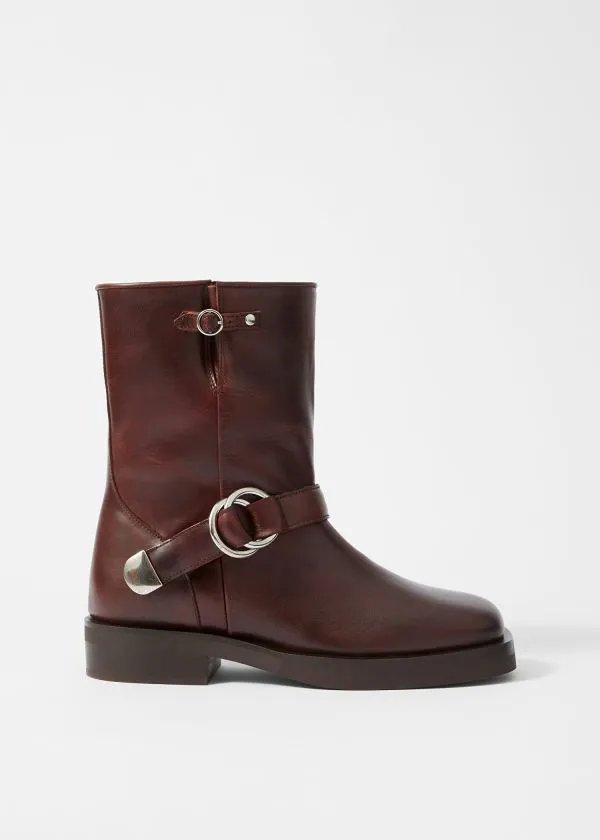 and Other Stories Leather Biker Boots Brown Women Boots