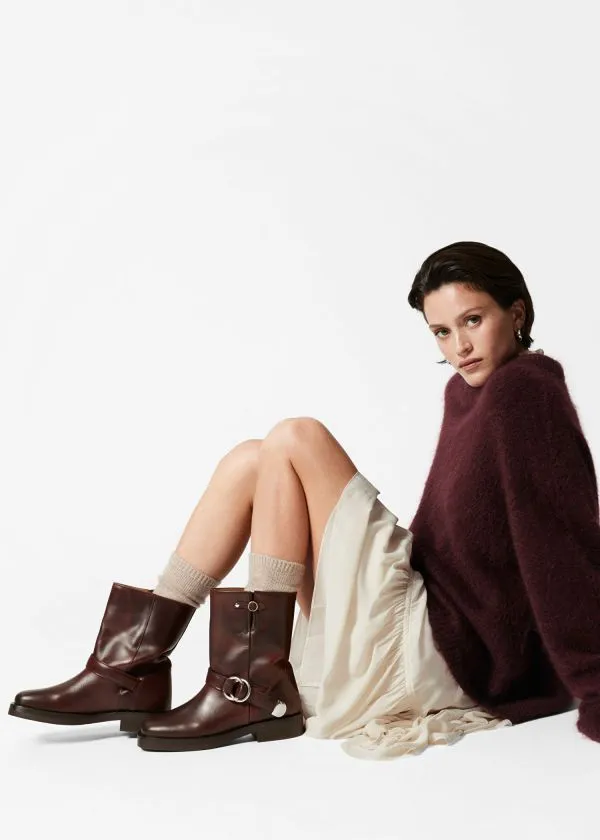 and Other Stories Leather Biker Boots Brown Women Boots