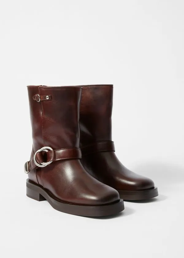 and Other Stories Leather Biker Boots Brown Women Boots