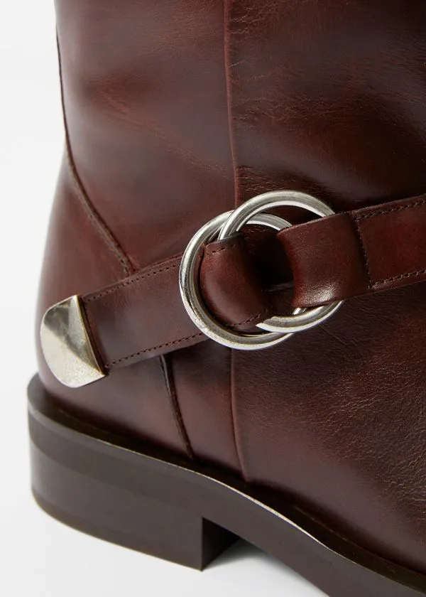 and Other Stories Leather Biker Boots Brown Women Boots