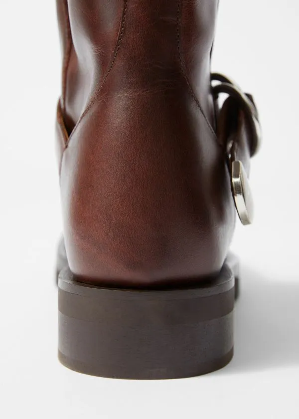 and Other Stories Leather Biker Boots Brown Women Boots