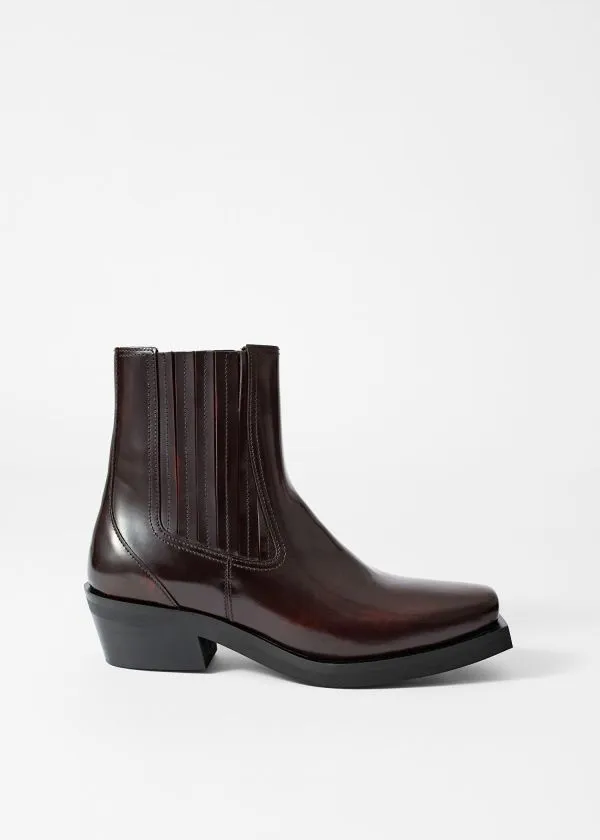 and Other Stories Leather Biker Chelsea Boots Burgundy Women Boots